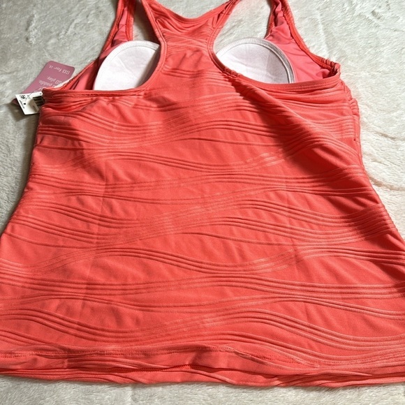 GO GOSSIP Coral Wavelength Textured Molded Tankini Swimsuit Top sz Medium Coral - Picture 14 of 16